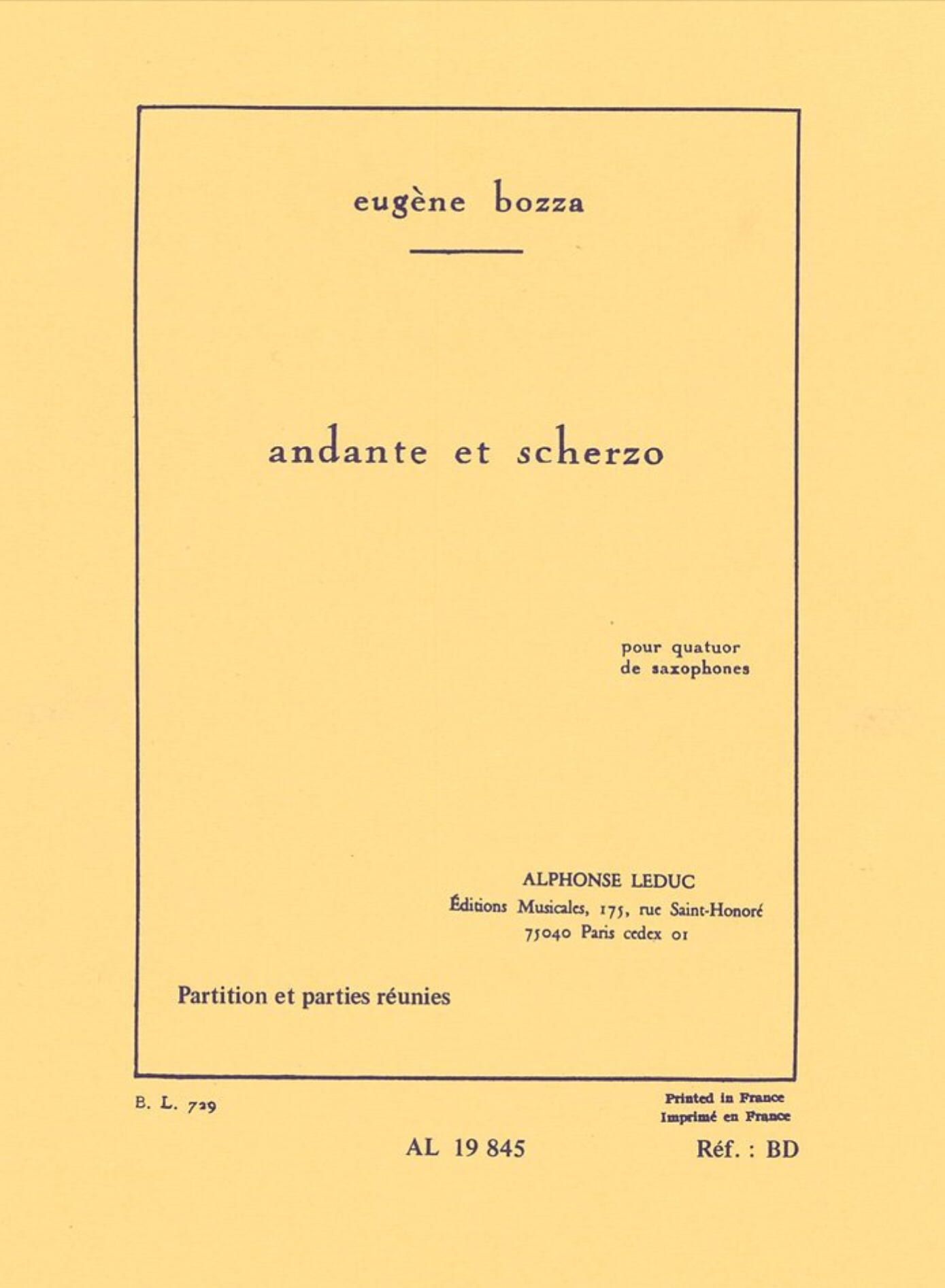 Andante Et Schedzo by Eugene Bozza