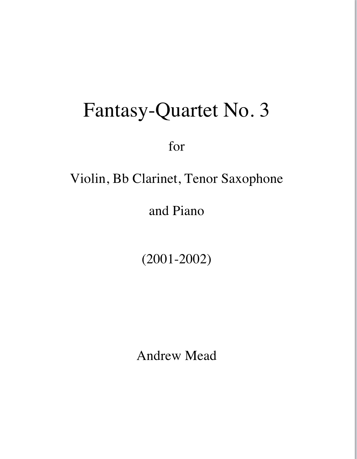 Fantasy Quartet No. 3 by Andrew Mead