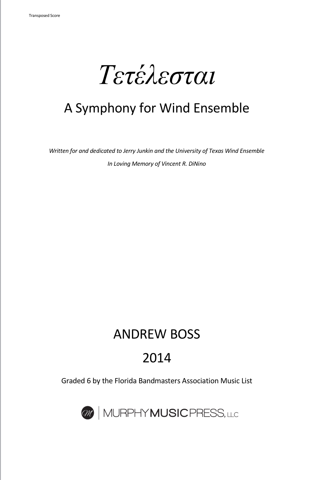 Tetelestai (parts Rental Only) by Andrew Boss
