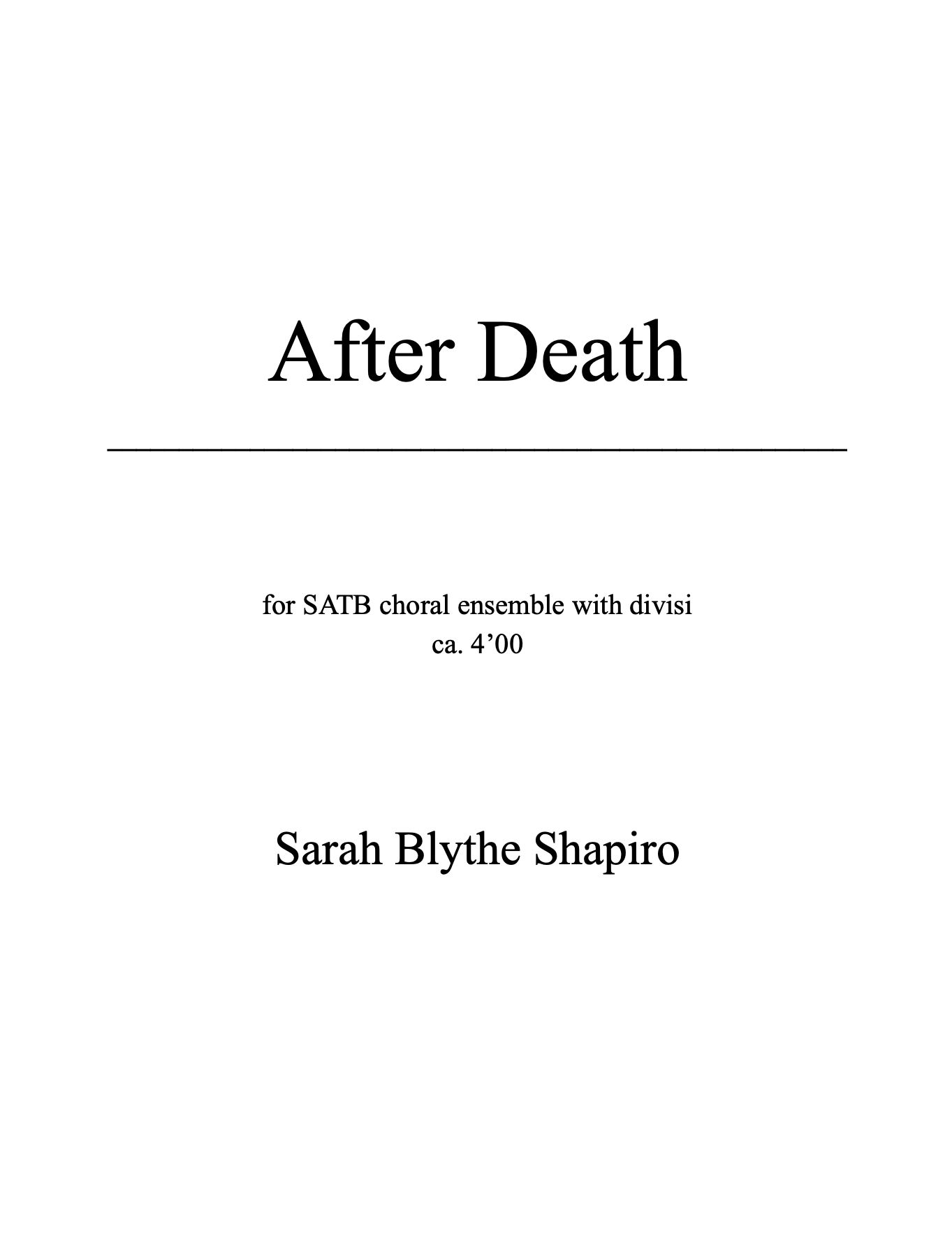After Death by Sarah Blythe Shapiro 