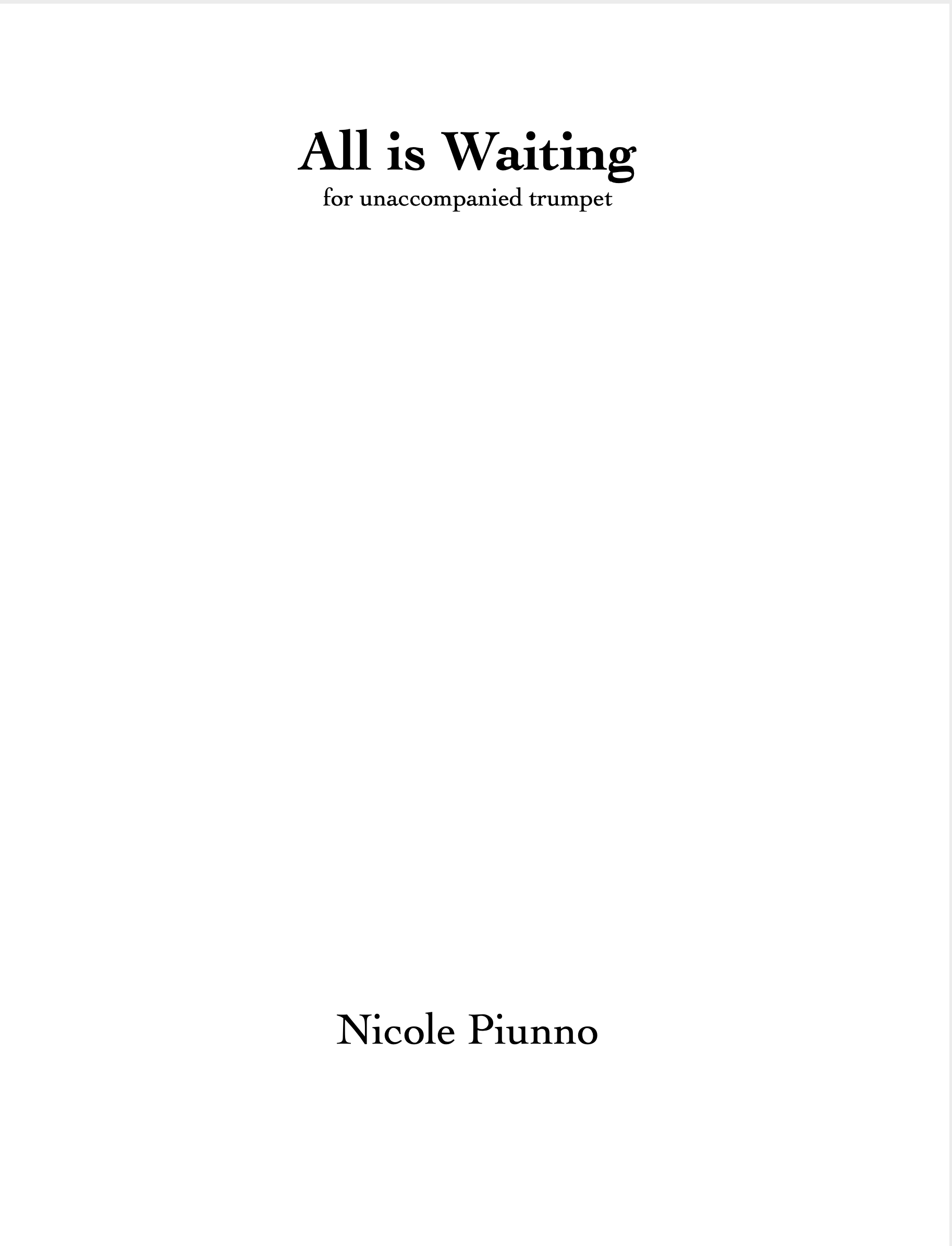 All Is Waiting by Nicole Piunno