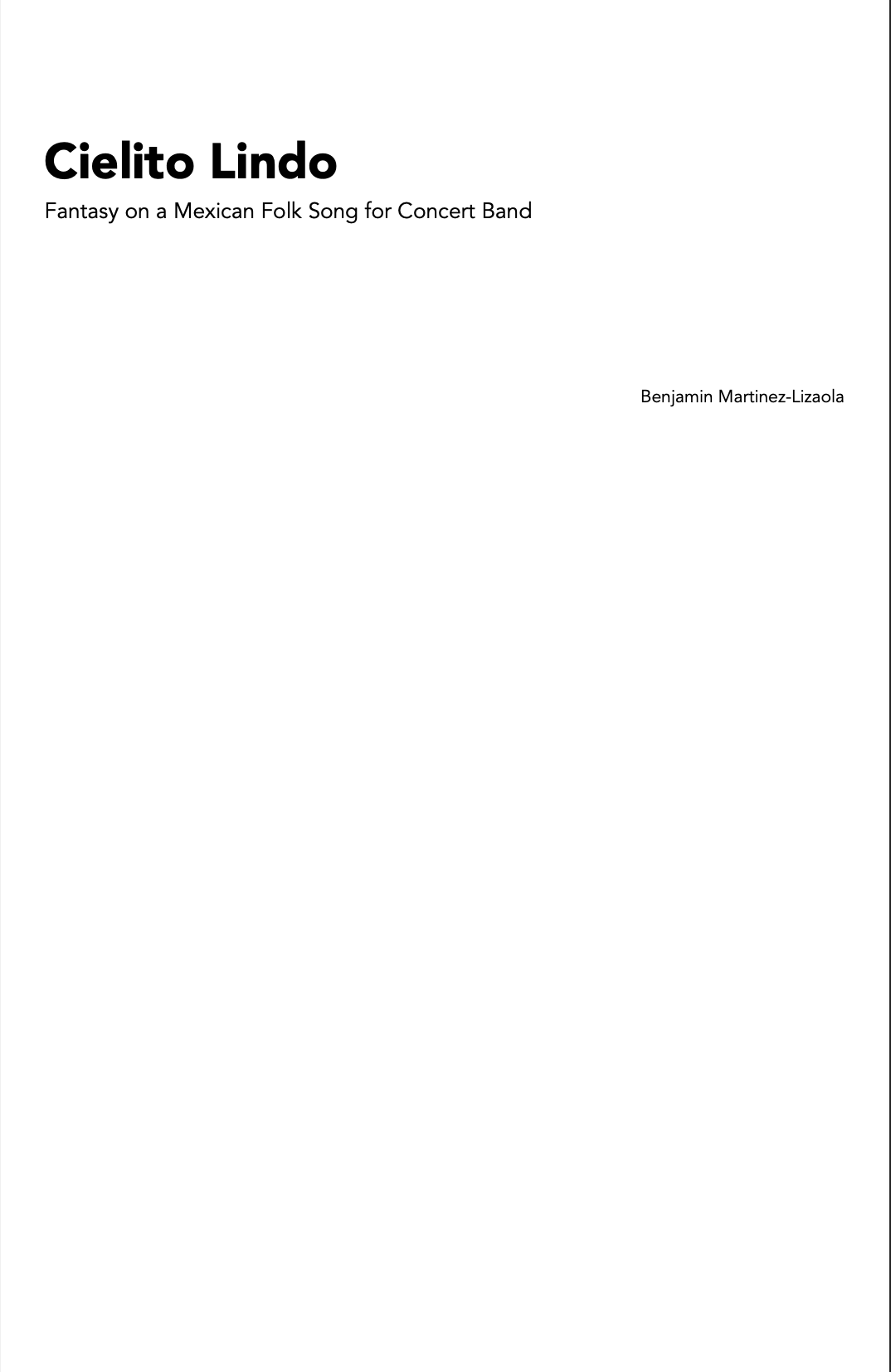 Cielito Lindo (Score Only) by Benjamin Martinez-Lizaola