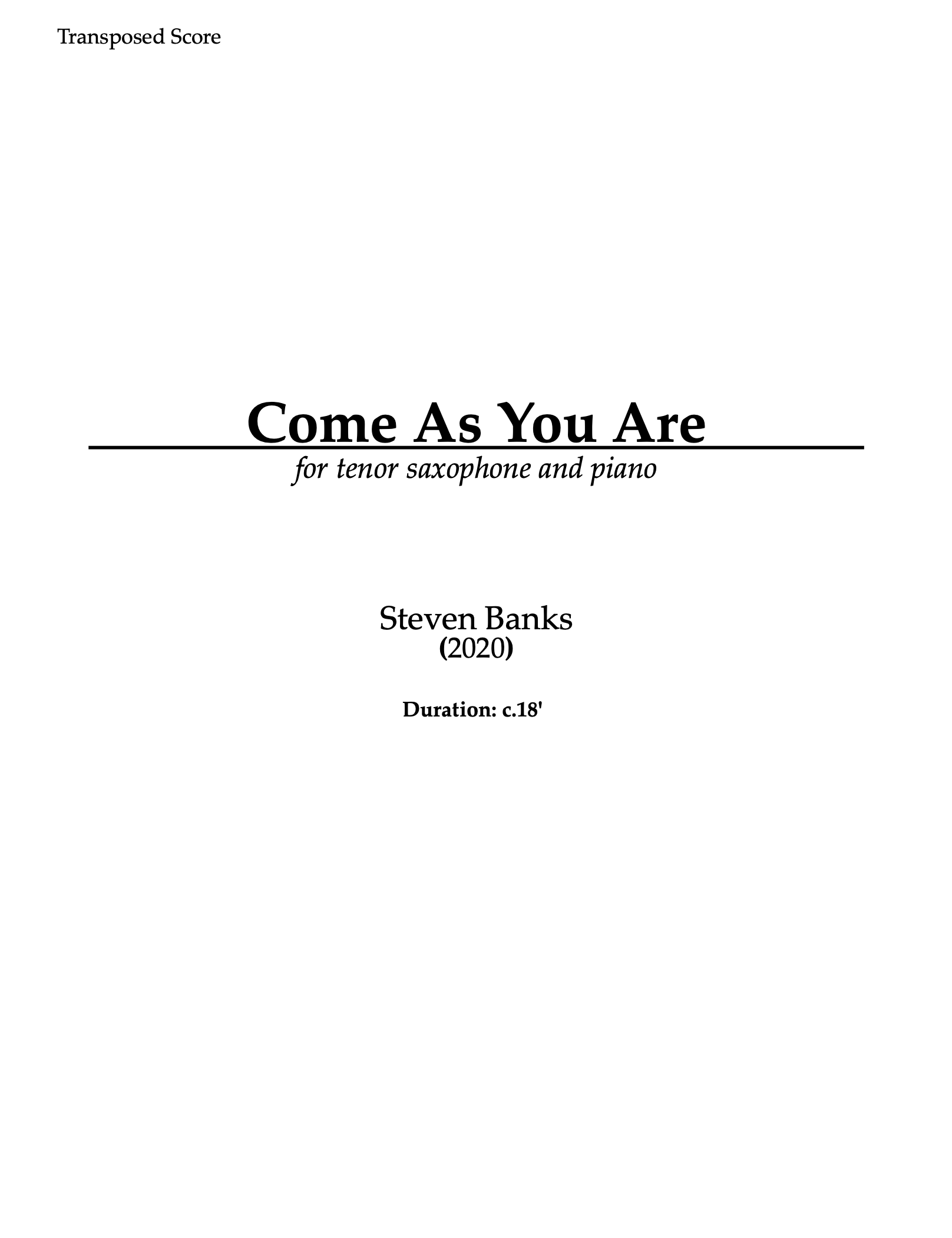 Come As You Are by Steven Banks