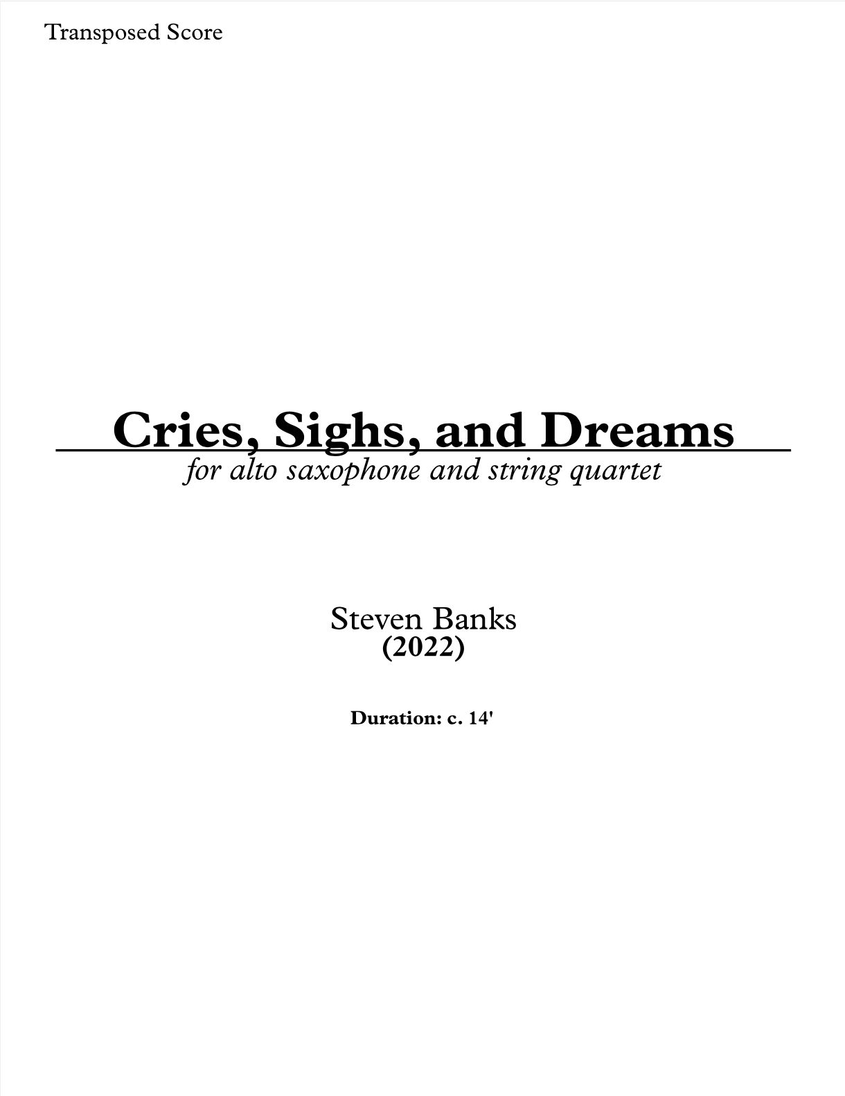 Cries, Sighs, And Dreams by Steven Banks