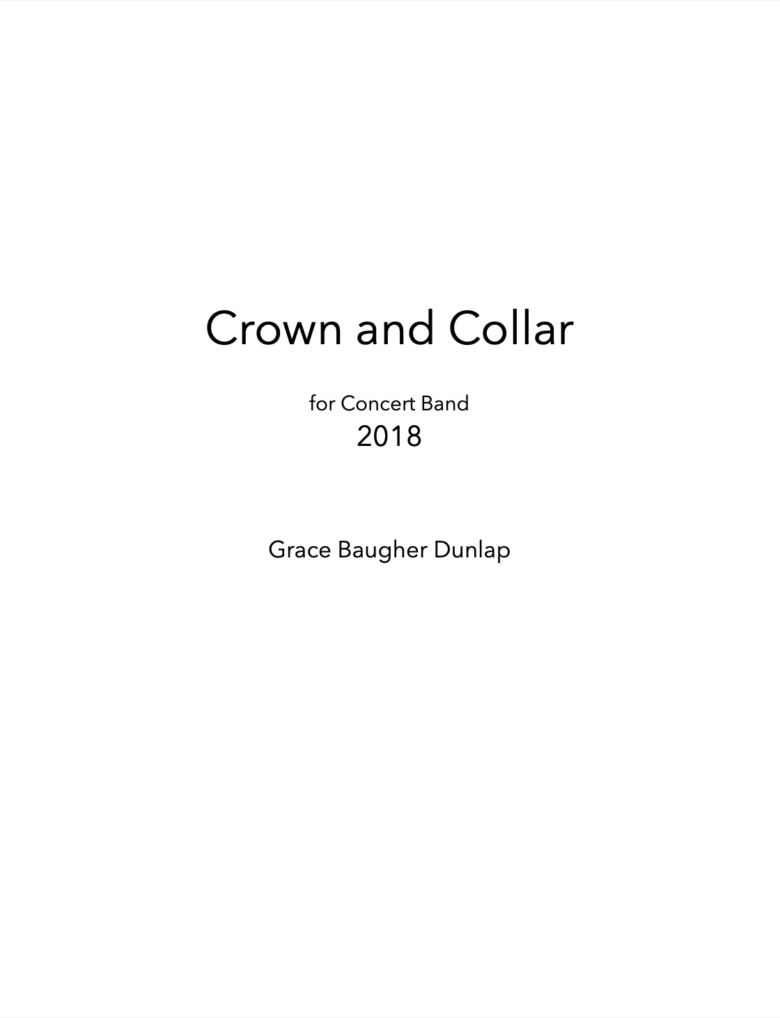 Crown And Collar (Score Only) by Grace Baugher