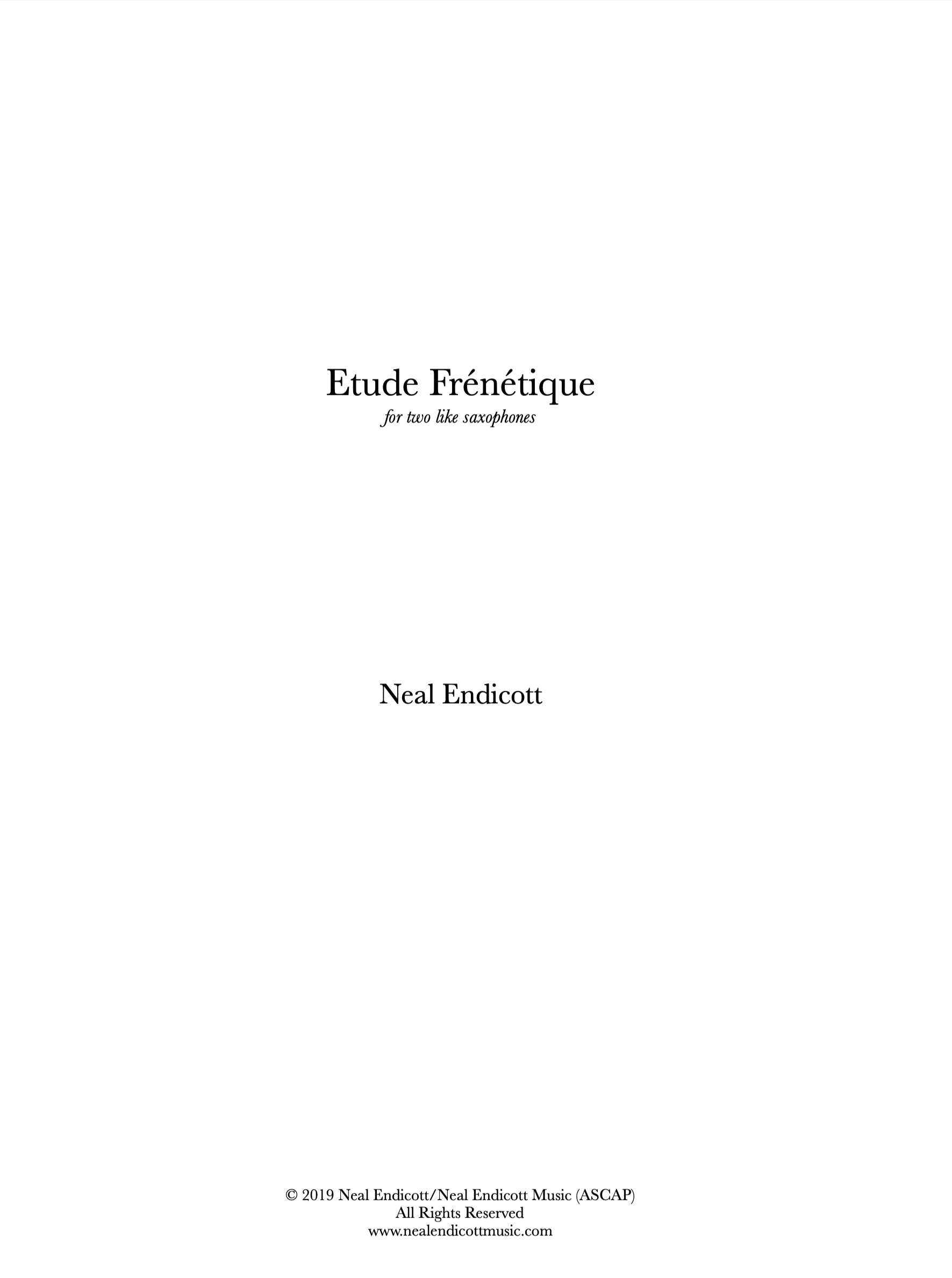 Etude Frénétique by Neal Endicott
