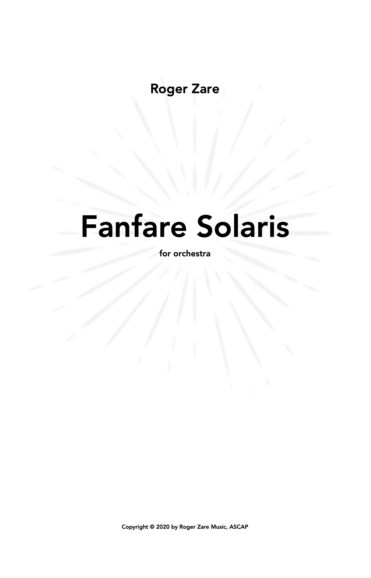 Fanfare Solaris (Score Only) by Roger Zare