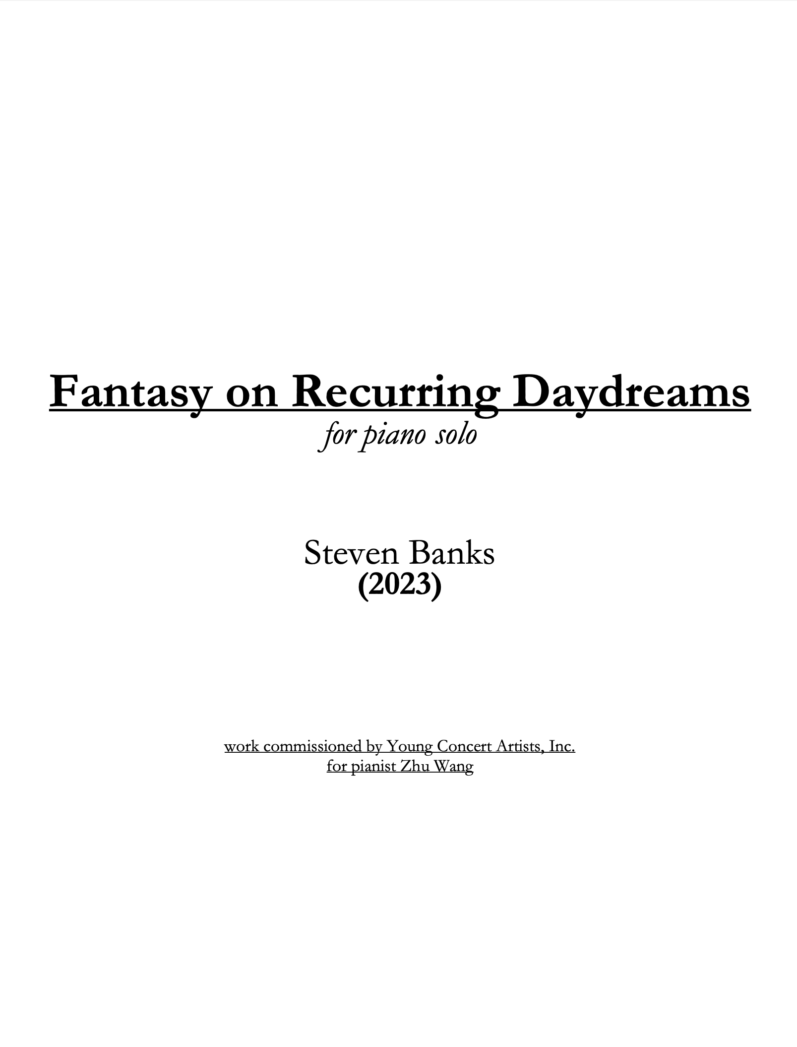 Fantasy On Recurring Daydreams (PDF Version)
 by Steven Banks