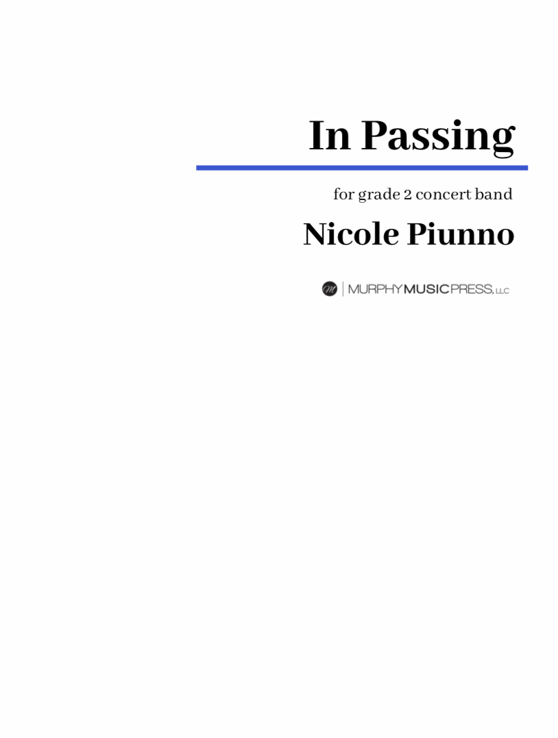 In Passing (Score Only) by Nicole Piunno