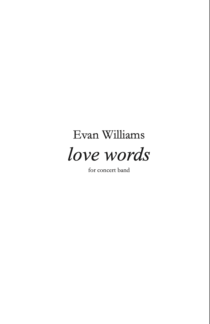Love Words (Score Only) by Evan Williams