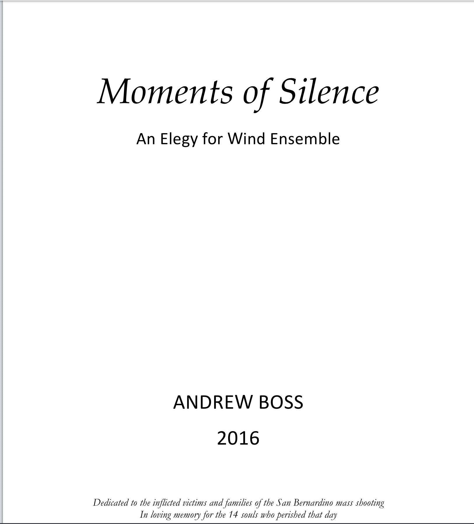 Moments Of Silence (PDF Version) by Andrew Boss