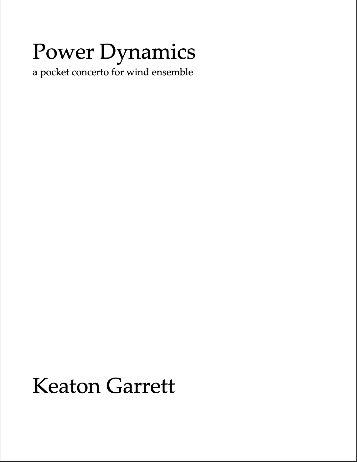 Power Dynamics (Score Only) by Keaton Garrett