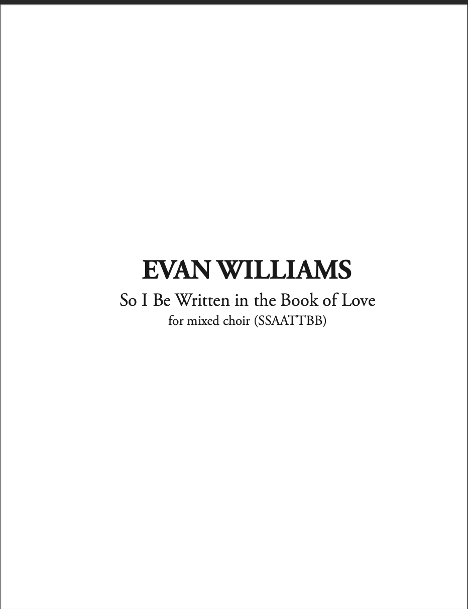 So I Be Written In The Book Of Love by Evan Williams