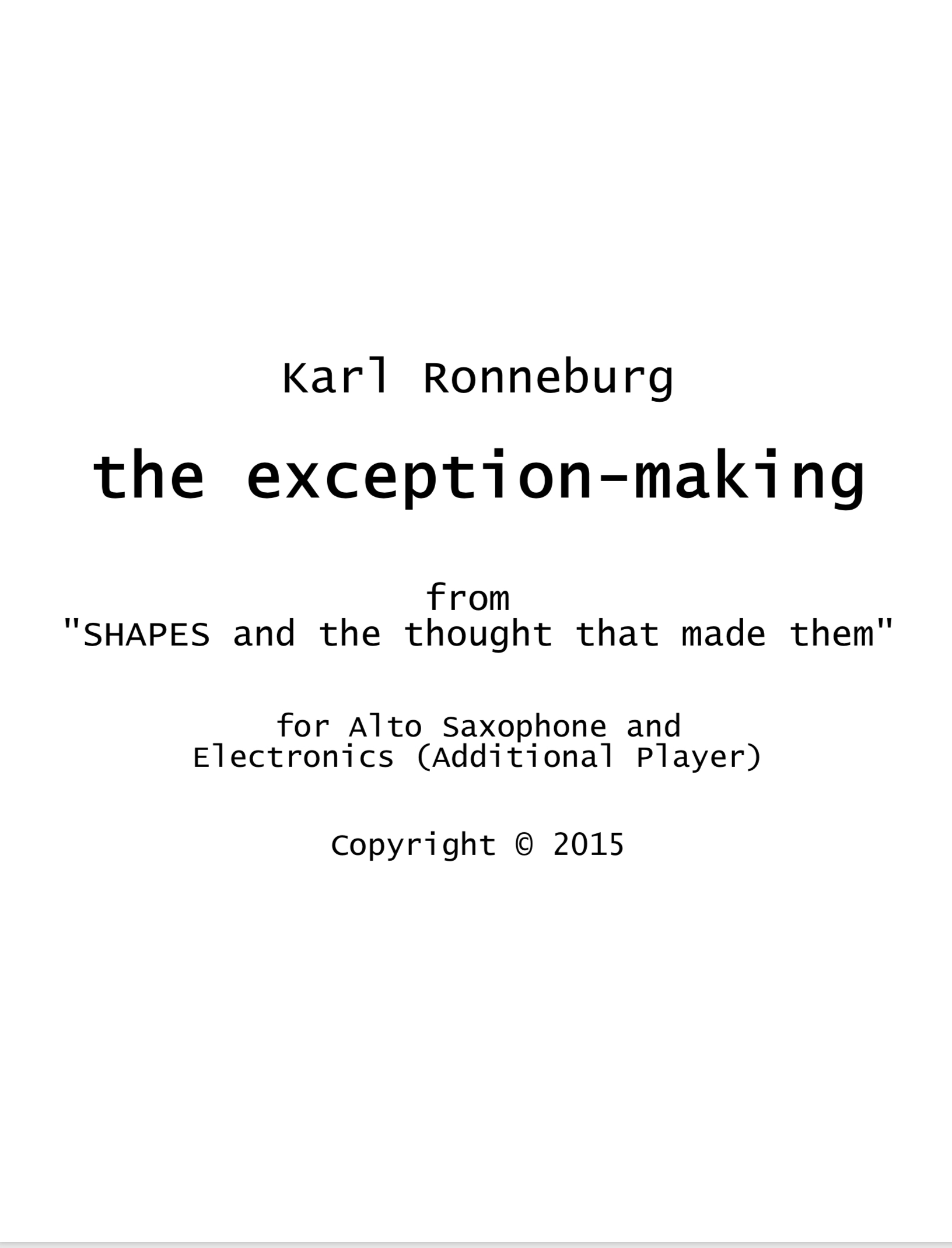 The Exception-making  by Karl Ronneburg 