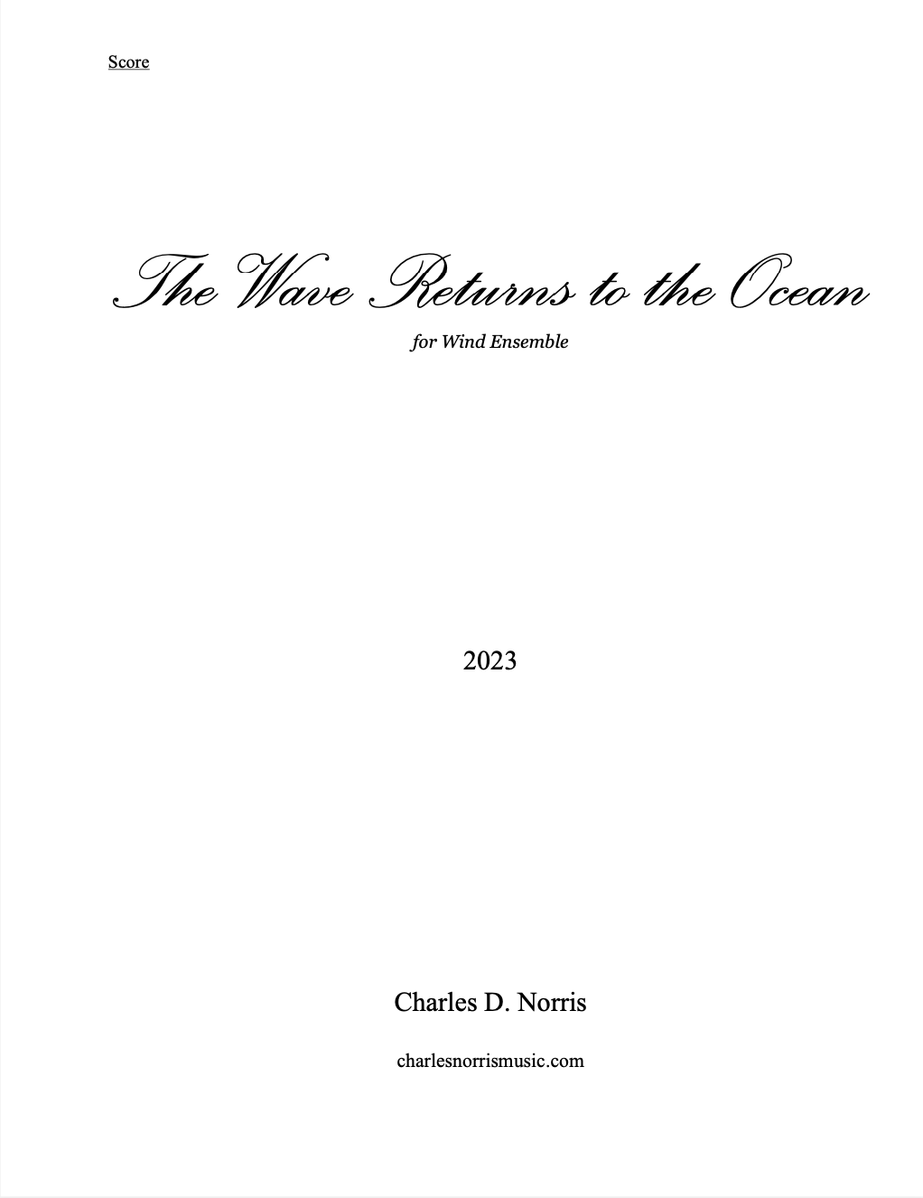The Waves Return To The Ocean (Score Only) by Charles Norris