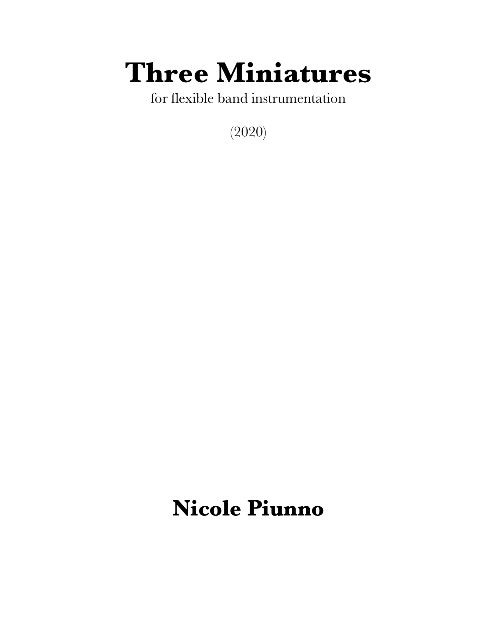 Three Miniatures (Score Only) by Nicole Piunno
