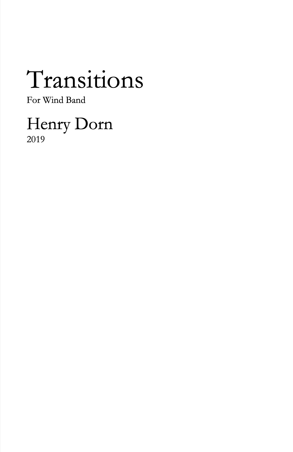 Transitions For Wind Ensemble  by Henry Dorn
