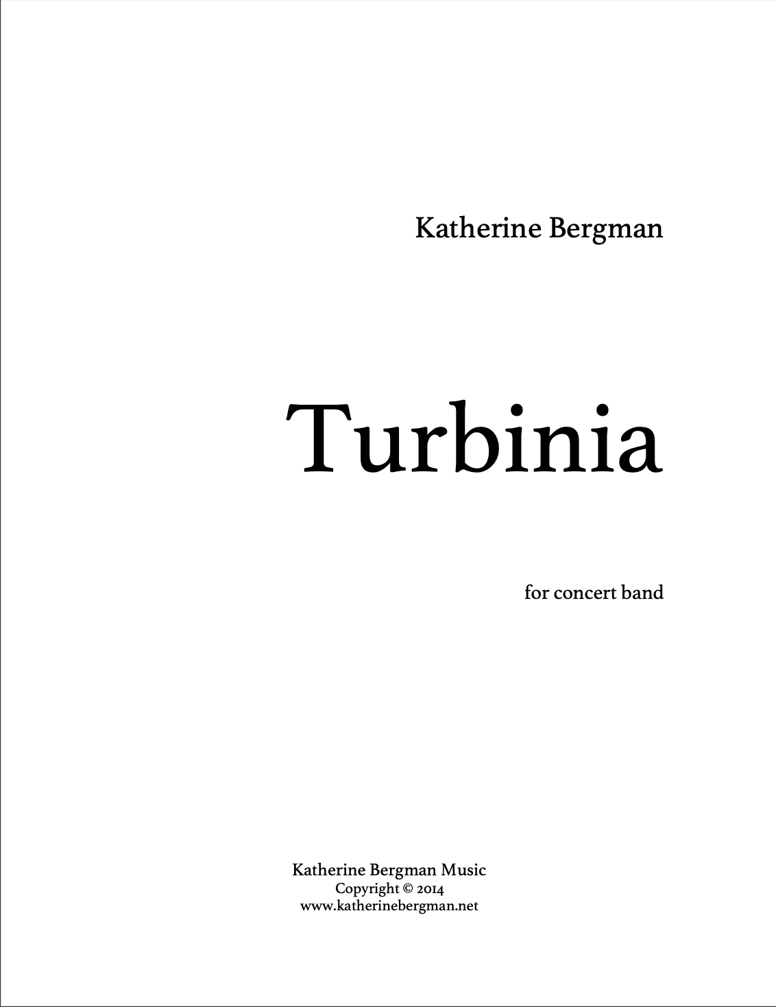 Turbinia (Score Only) by Katherine Bergman