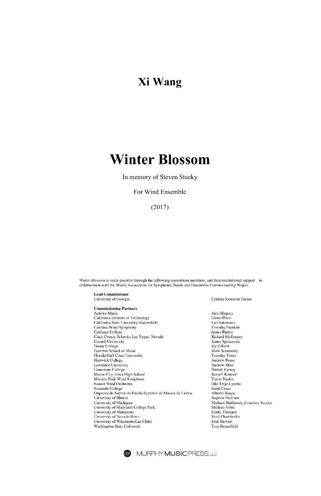 Winter Blossom (PDF Parts Rental Only) by Xi Wang
